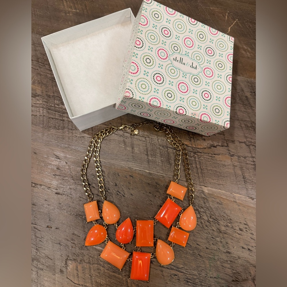 Stella & Dot Orange Statement Necklace